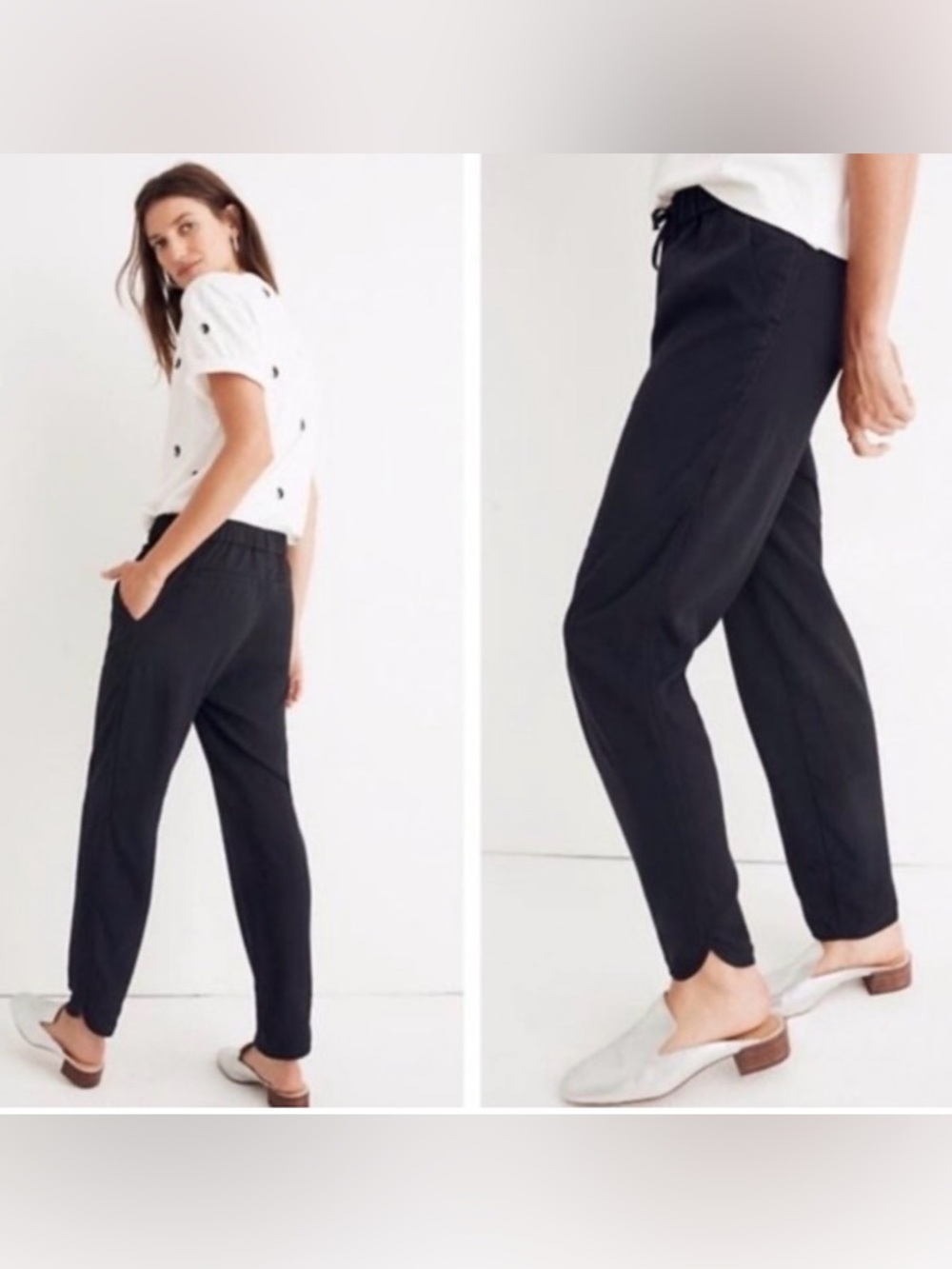 Madewell track trousers Classic Black Drawstring pants sz m